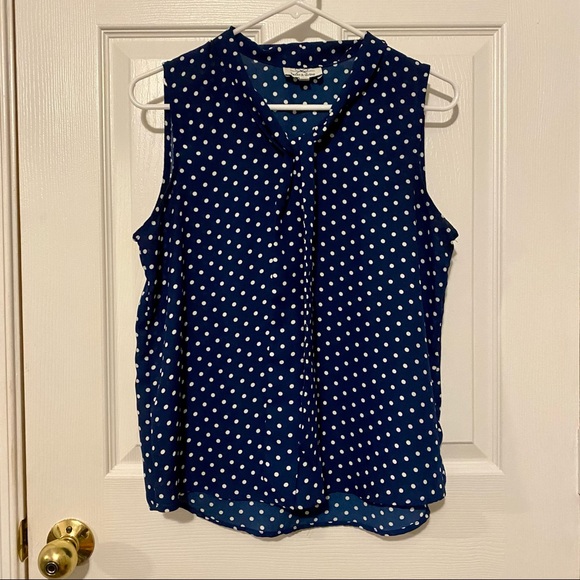 Polka Dot Sleeveless Blouse - Picture 1 of 8